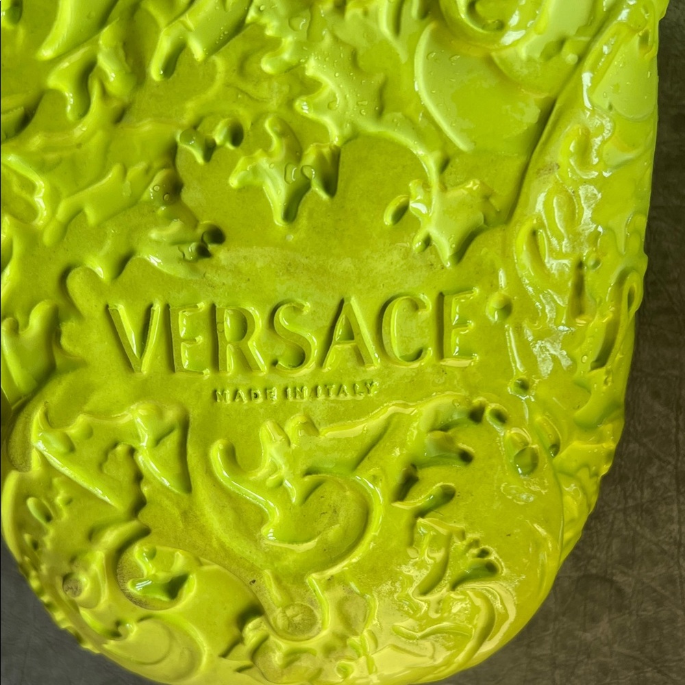 Versace Bright Yellow Medusa Embossed Slides - Picture 3 of 4